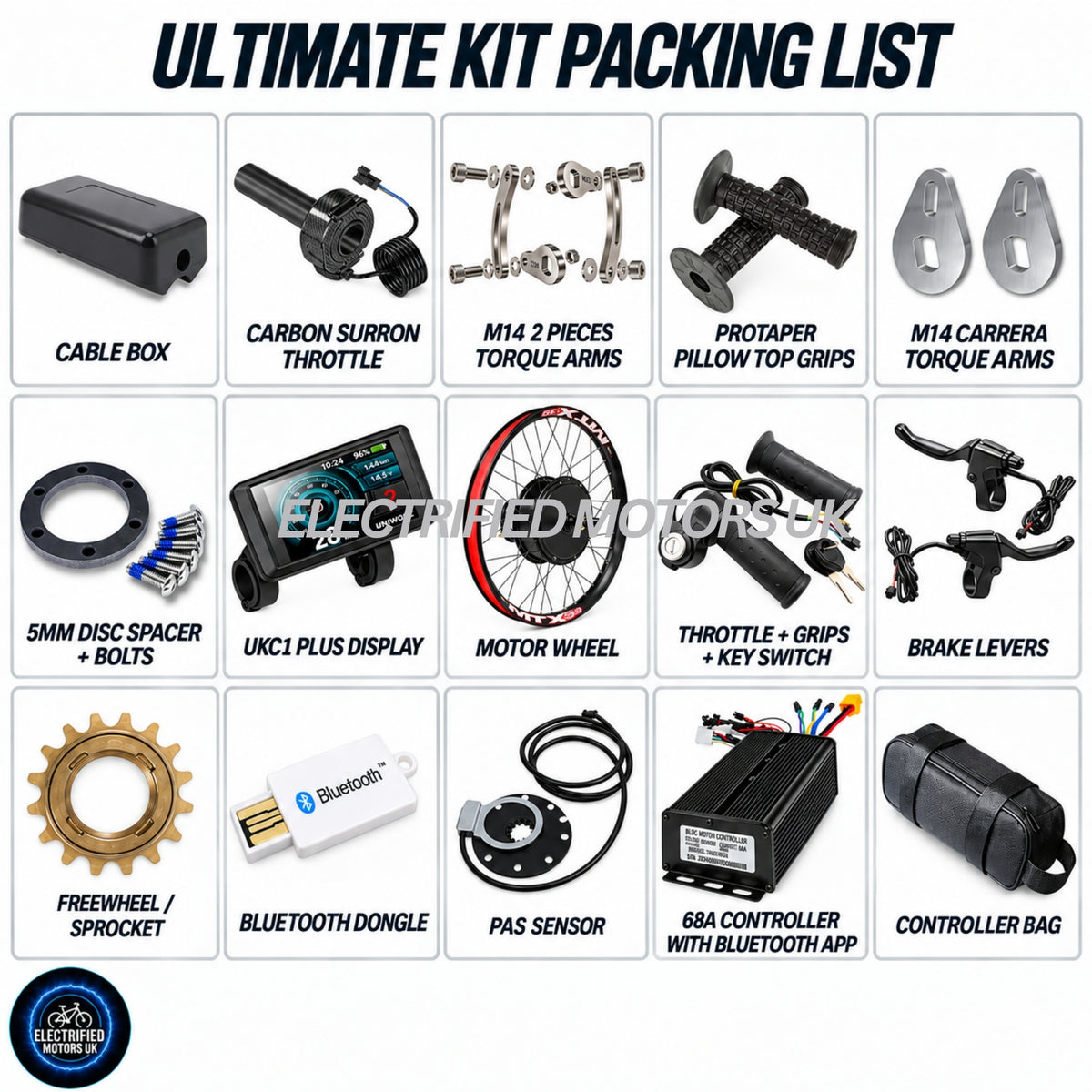 The Ultimate 72V 3000W 60A Bluetooth Ebike Conversion Kit
