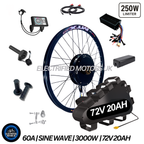 3000W E-Bike Conversion Kit | 72V 60/80A Sine Wave Controller | High-Torque Rear Wheel (26″ / 27.5″ / 29″) | 135 mm Dropout | Single-Speed Electric Bike Kit