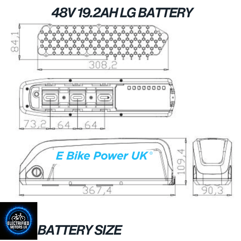 48V 19.2Ah LG E-Bike Battery, 3 Slot Hailong Base, Grade A 21700 Cells, 30A BMS, for 250W–1000W Electric Bike Motors, Fast UK Stock