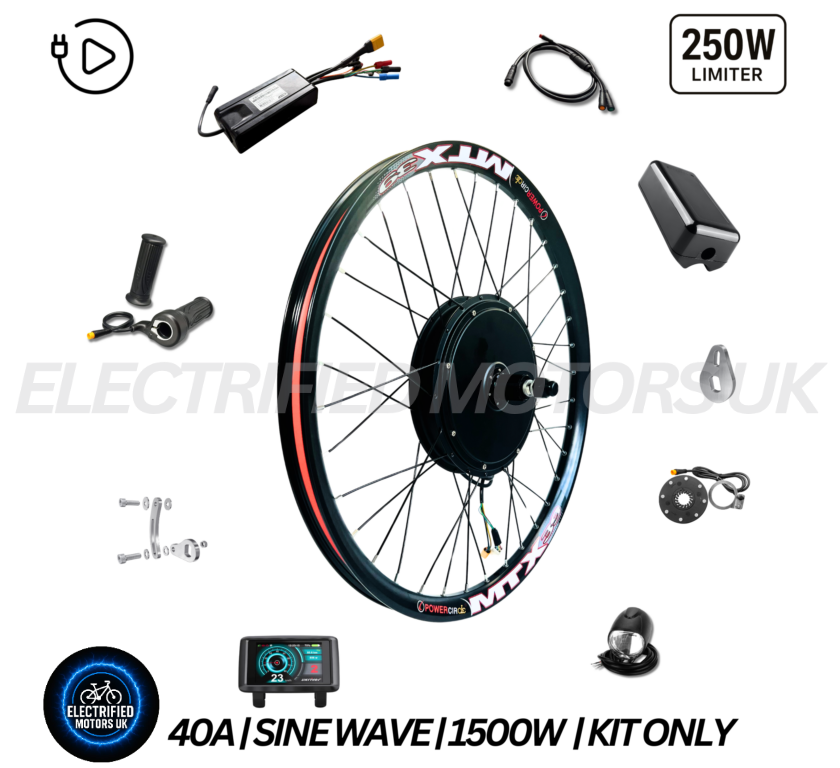 1500W E-Bike Conversion Kit 48V Cassette Rear Wheel 48V 24.5Ah Battery, Colour Display, MTX39 Rim, Fits 1–11 Speed Cassettes | High-Torque Electric Bike Kit