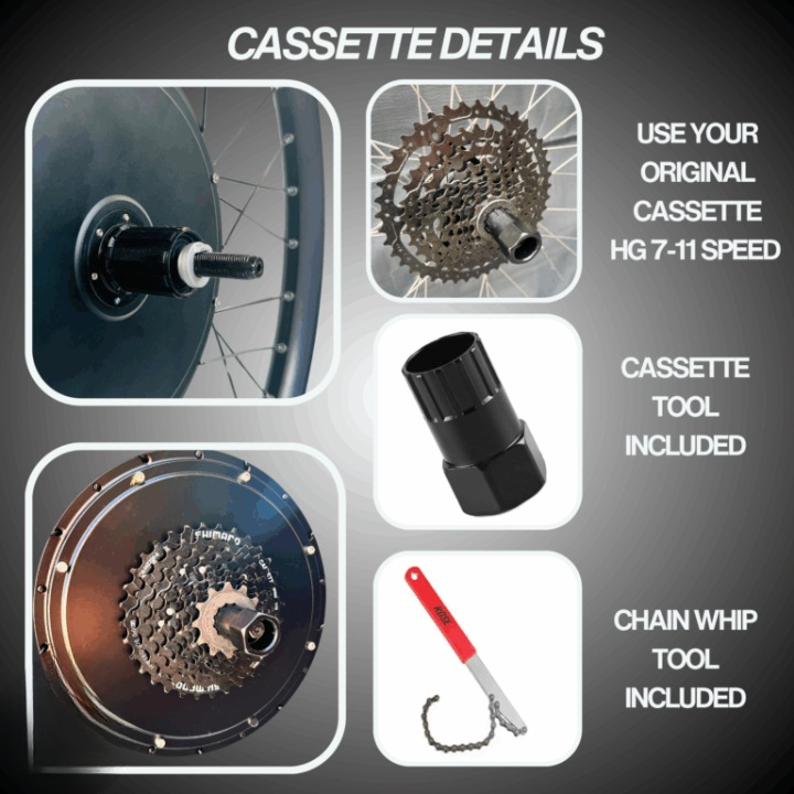 48V 1000W / 250W Electric Bike Conversion Kit – MTX Rear Wheel & Battery – 7-11 Speed Cassette – 26″ 27.5″ 29″ E-Bike Upgrade
