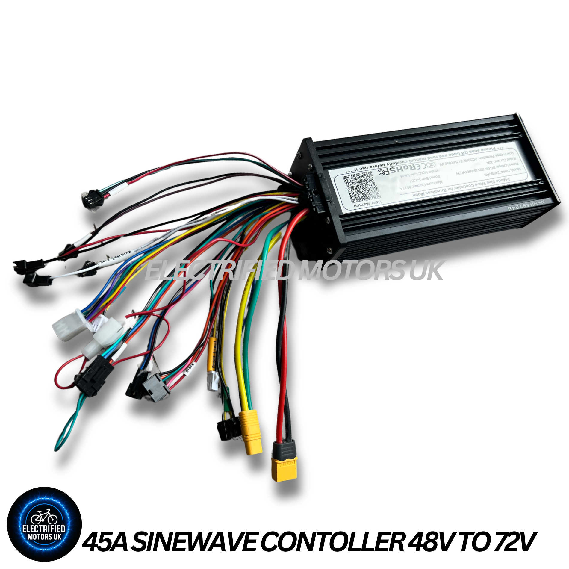 Sine Wave E Bike Controller ESC In Black 1000W 2000W 3000W 45 Amp Suits 48V 52V 60V 72V Batteries