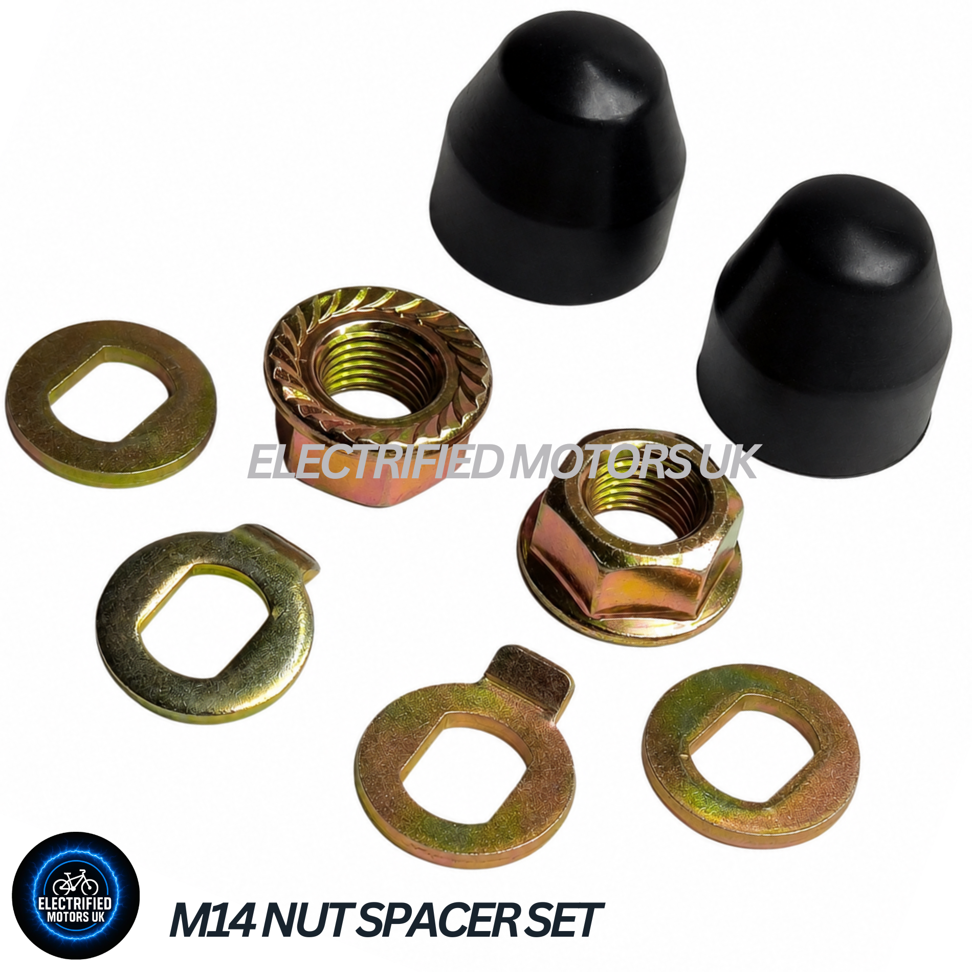E Bike Hub Motor Axle M14 Lock Flange Nut Washer Spacer Nut Cover Hall Kits Set