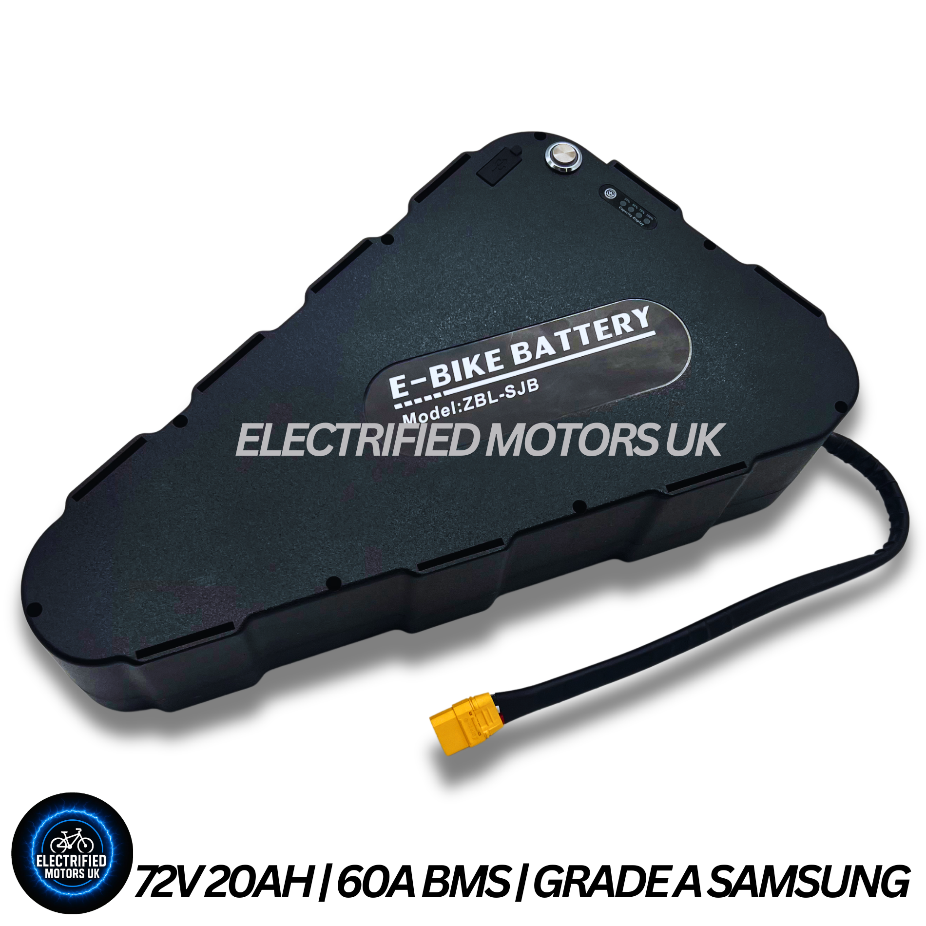 72v 20ah Lithium E bike battery 60A BMS Samsung 21700 50S Triangle Ebi – Electrified Motors Uk