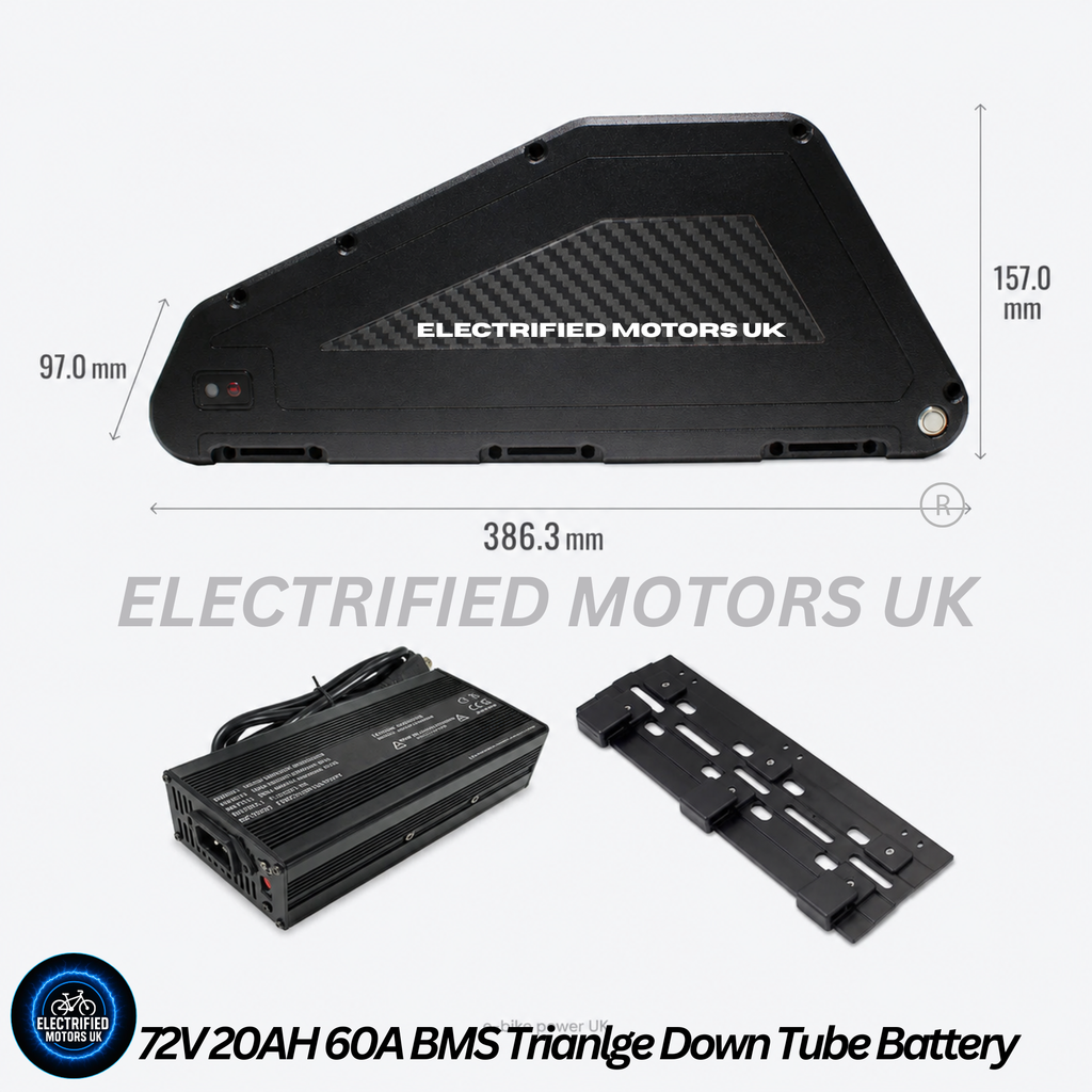 72V 20AH 60A BMS SAMSUNG 50S DOWN TUBE TRIANGLE BATTERY (New Style Case & Mount)