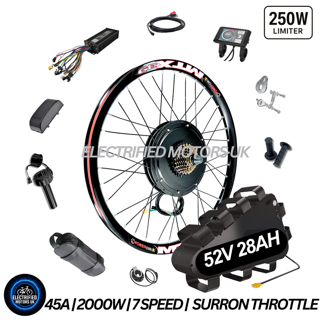 The Ultimate Electric 2000W 52V Rear Wheel EBike Conversion Kit Original MTX39 Rim High Torque Motor