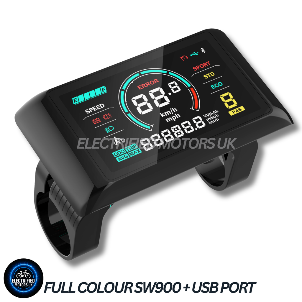 Full Colour EBike Display SW900 36V-72V USB Port Electric Bicycle Screen Panel
