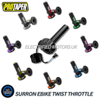 SurRon Style E-Bike Twist Throttle with Protaper Waffle Grips – All Colours – 3 Pin SM JST Plug – Compatible with Sabvoton, Far Driver, DC MOTO, KT Controllers – UK Stock