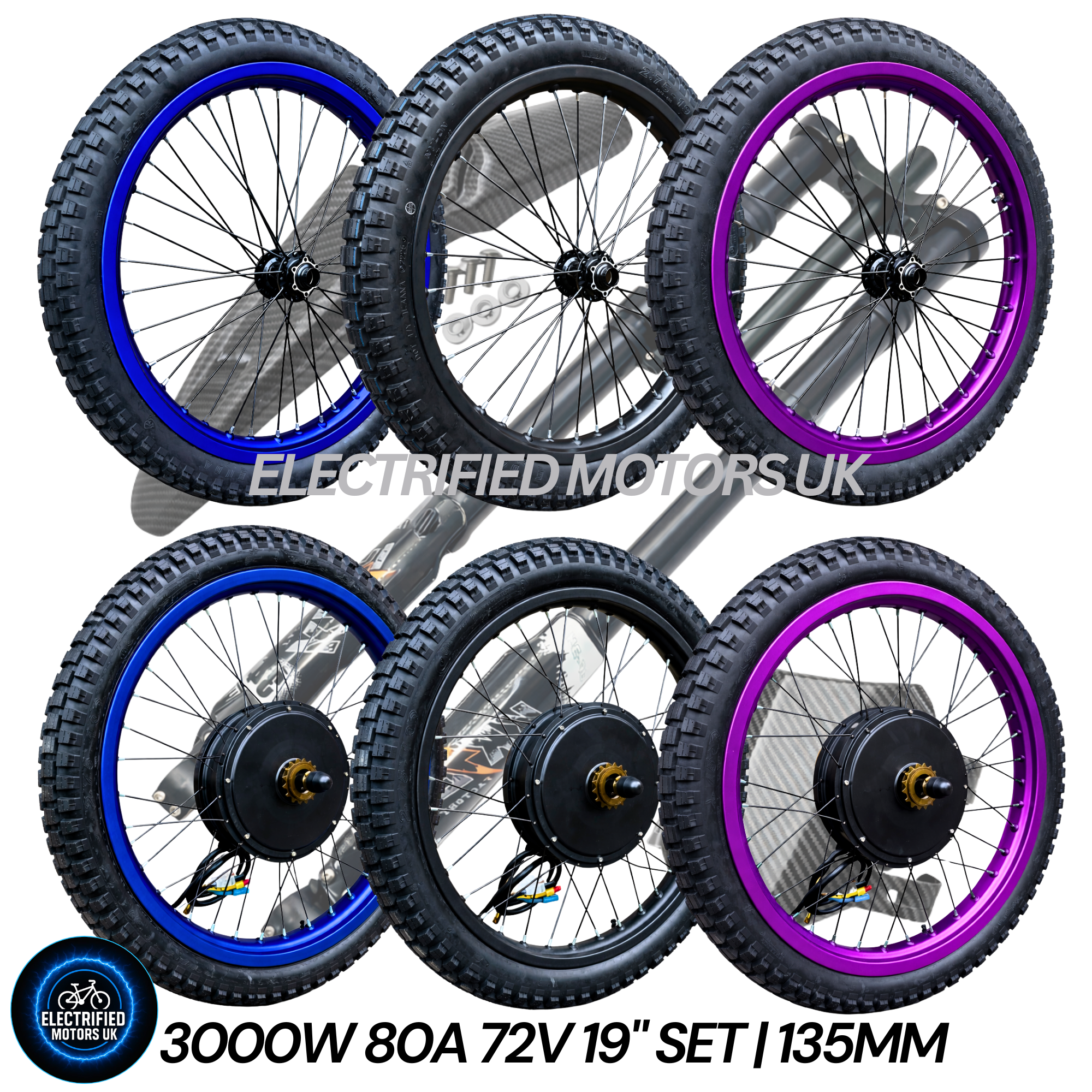19” SurRon Style 3000W E-Bike Wheel Kit | UKC1 | SurRon Carbon Throttle | Protaper Grips | Dual Sport Tyre & 80A Controller