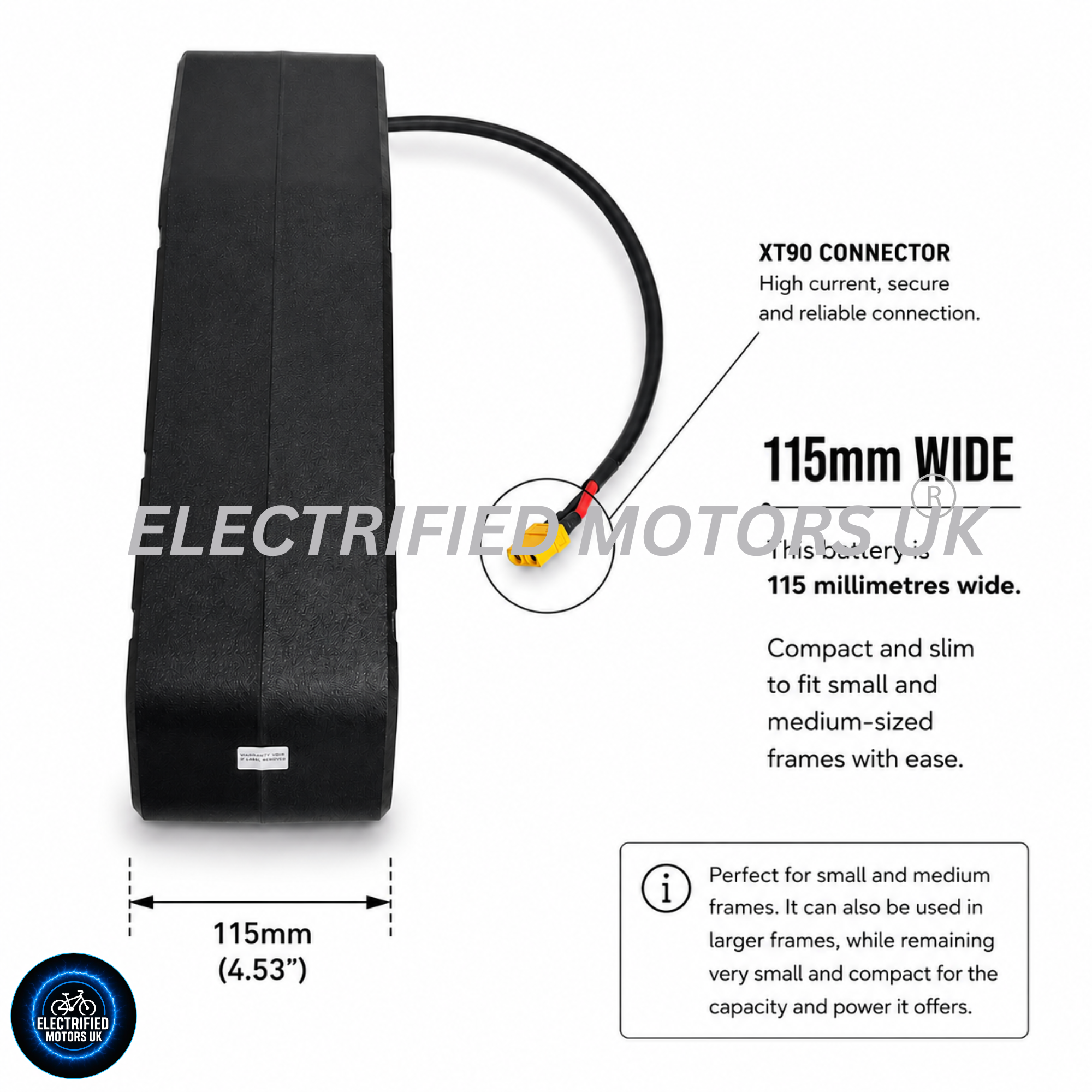 72V 20AH 60A BMS SAMSUNG 50S DOWN TUBE TRIANGLE BATTERY (New Style Case & Mount)