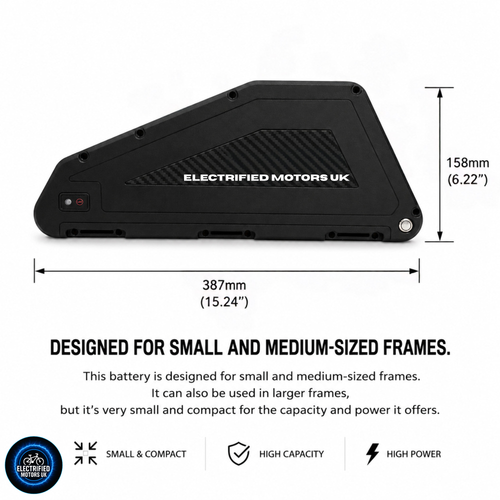 72V 20AH 60A BMS SAMSUNG 50S DOWN TUBE TRIANGLE BATTERY (New Style Case & Mount)