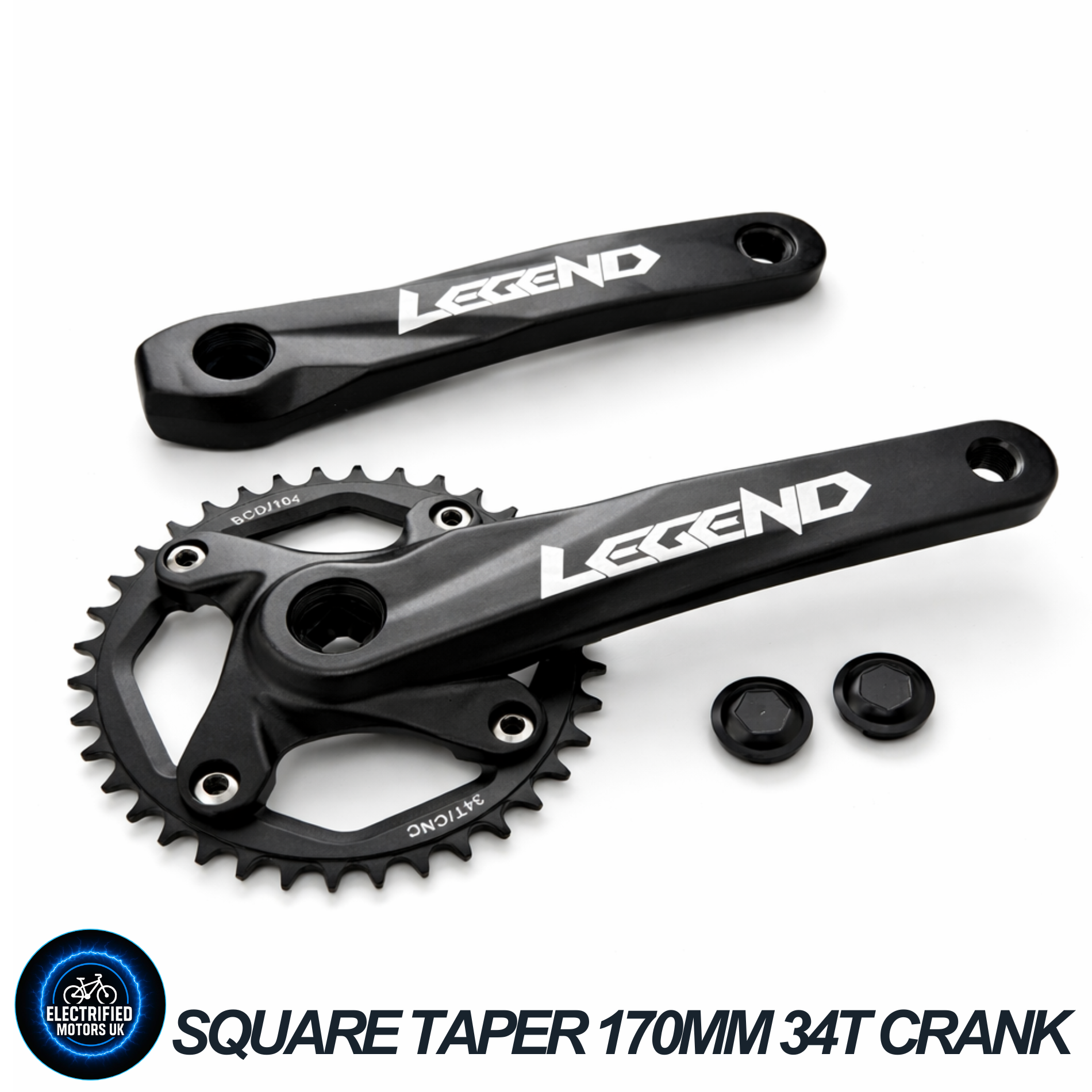Square Taper Crank Set 170mm 34T 104BCD Aluminium Black MTB E-Bike