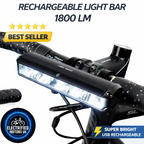 Light Bar Bike Headlight Front Light Ultra-Bright LED 1800 Lumens USB Bicycle