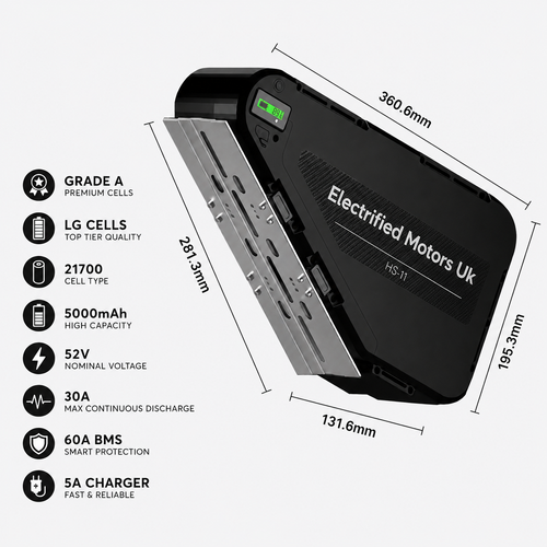 52V 30Ah High Capacity 60A BMS Triangle E Bike Battery 250w-3000w