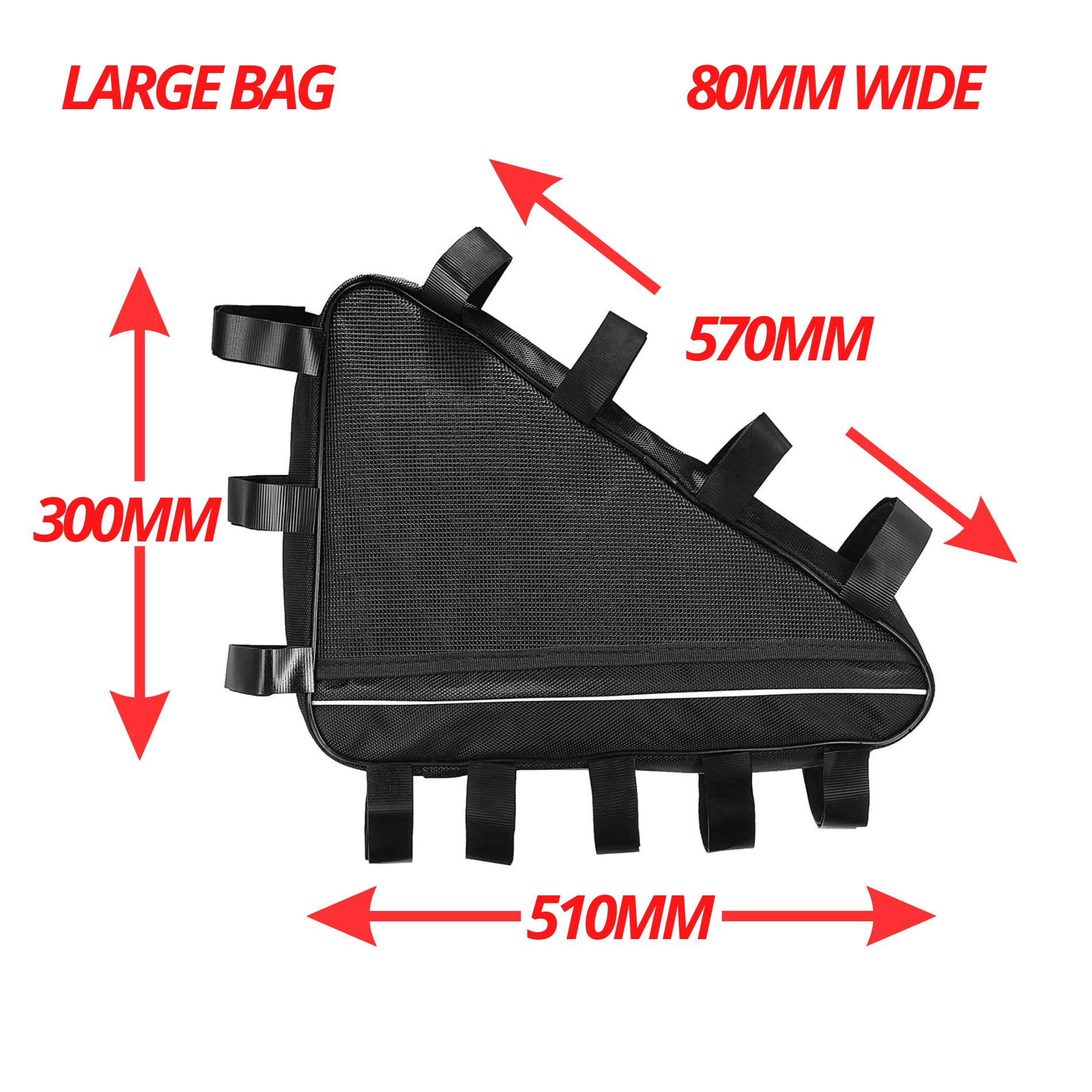 Ebike Triangle Battery Storage Bag 36V 48V 52V 60V 72V Small Medium Large Water Resistant High Quality Oxford Cloth