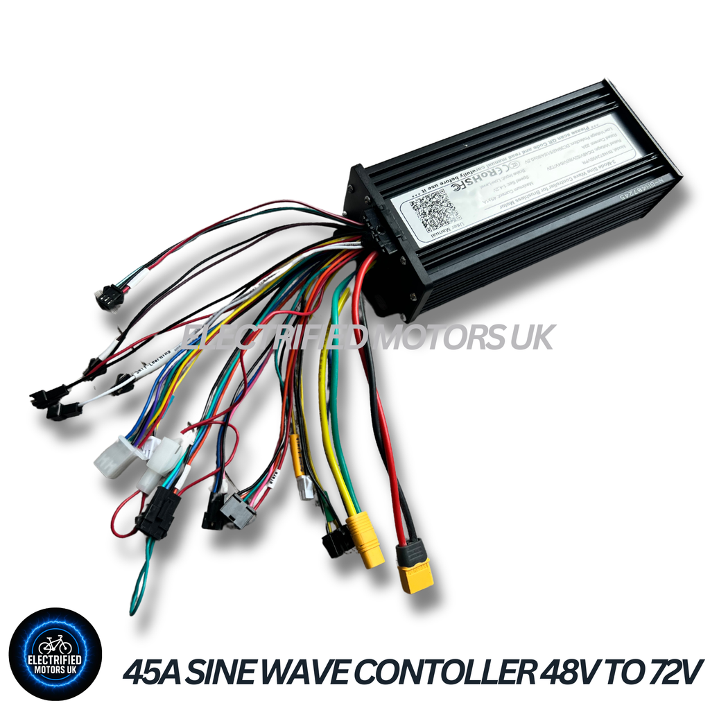 Sine Wave E Bike Controller ESC In Black 1000W 2000W 3000W 45 Amp Suits 48V 52V 60V 72V Batteries