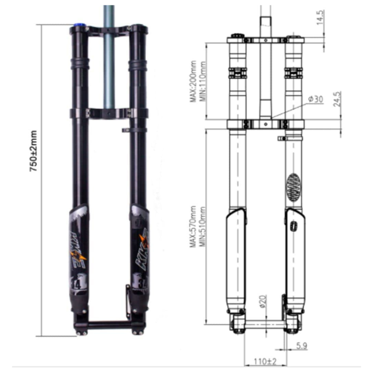 KKE Front Suspension Forks 26 27.5 29 Inch MTB Sur-ron Stealth Bomber Bike Forks