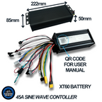 Sine Wave E Bike Controller ESC In Black 1000W 2000W 3000W 45 Amp Suits 48V 52V 60V 72V Batteries