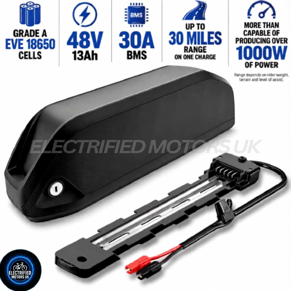 48V 13Ah 30A E-Bike Lithium Iron DownTube Hailong Poly 6 Battery Anderson XT60 UK 2A Charger