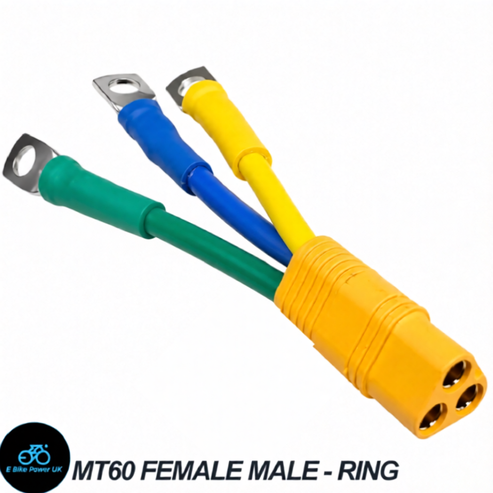 MT60 O Ring Connector Converter Ebike Phase Terminal 12AWG, Green, Yellow, Blue