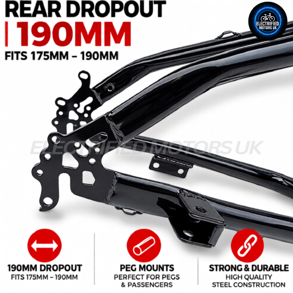 Custom Steel Fat E-Bike Frame Full Suspension 20″ x 4″ Fat Tyre Electric Bike Frame Super73 Style Conversion Build Frame