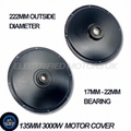 3000W Motor Side Cover Plate Freewheel & Brake Side 17mm & 22mm Bearing Black