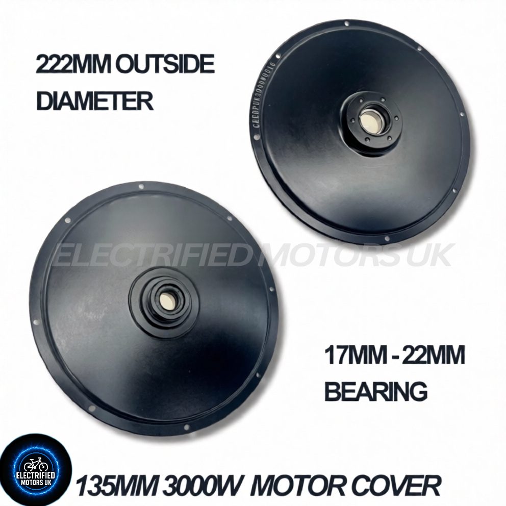 3000W Motor Side Cover Plate Freewheel & Brake Side 17mm & 22mm Bearing Black