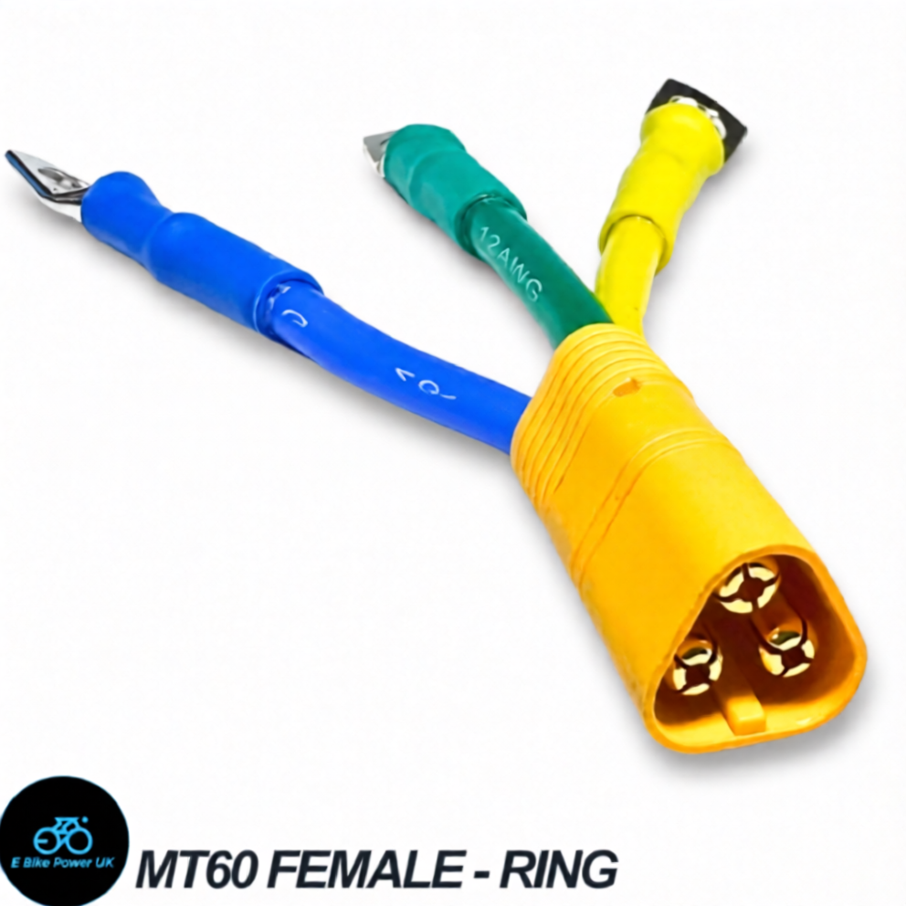 MT60 O Ring Connector Converter Ebike Phase Terminal 12AWG, Green, Yellow, Blue