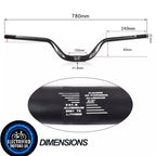 High Rise Handlebar 780mm Wide 90mm Rise 31.8mm Stem EBike Sur Ron Talaria Bars